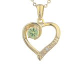 1ct Peridot Pendant Chain Round Heart Love Valentine Gift 14k Yellow Gold Finish