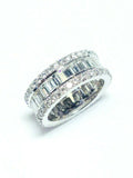 5Ct Emerald Cut Diamond Wide Gatsby Eternity Wedding Band 14K White Gold Finish