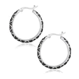 4ct Round Cut Black Diamond Hinge Back Trendy Hoop Earrings 14k White Gold Over