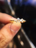 Cluster Minimalist Engagement Ring 0.7ct Round Cut Diamond 14k Yellow Gold Over