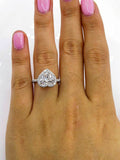 4.5ct Heart Diamond Hidden Halo Solitaire Engagement Ring 14K White Gold Over