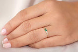 0.5ct Pear Green Emerald Teardrop Minimalist Engagement Ring 14k YellowGold Over