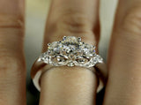 3ct Round Cut Diamond Gatsby Trilogy Antique Engagement Ring 14k White Gold Over