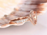 1.2ct Pear Cut Peach Morganite Halo Solitaire Engagement Ring 14k Rose Gold Over