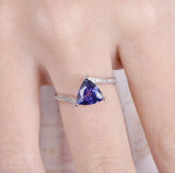 1.2ct Trillion Cut Blue Tanzanite Solitaire Engagement Ring 14k WhiteGold Finish