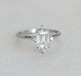 Solitaire Engagement Ring 0.75ct Emerald Cut VVS1D Diamond 14k White Gold Finish