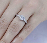 1.6ct Heart Cut Diamond Accented Bezel Set Engagement Ring 14k White Gold Finish