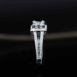 2ct Princess Cut Diamond Engagement Ring 14k White Gold Finish Halo Split Shank