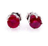 1Ct Round Cut Pink Ruby Classic Solitaire Stud Earrings 14K White Gold Finish