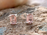 1ct Emerald Simulated Morganite Solitaire Stud Earrings 14k Yellow Gold Plated