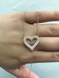 3ct Round Cut Diamond 3Line Heart Design Pendant 14k Rose Gold Finish NO CHAIN