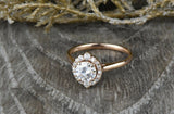 1.2ct Round Cut Diamond Engagement Ring 14k Rose Gold Finish Halo Bridal Wedding