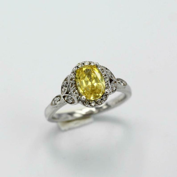 2.2ct Oval Yellow Citrine Engagement Ring Diamond Floral Halo 14k WhiteGold Over