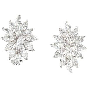 2ct Marquise Cut Diamond Floral Cluster Stud Earrings Women 14k WhiteGold Finish