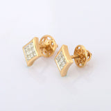 1.55ct Stud Earrings Princess Cut Diamond Geometric 14k Yellow Gold Finish