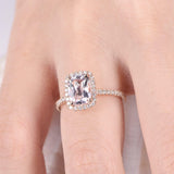 1.3ct Cushion Cut Peach Morganite Solitaire Engagement Ring 18k RoseGold Finish