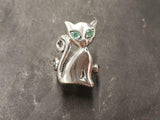 0.55ct Engagement Ring Round Cut Green Emerald Cat Kitten 14k White Gold Finish