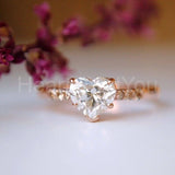 1ct Heart Simulated Diamond Solitaire with Accents Ring 14K Yellow Gold Plated