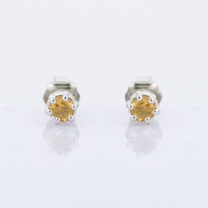 0.5ct Stud Earrings Round Cut Yellow Citrine Solitaire 14k White Gold Finish