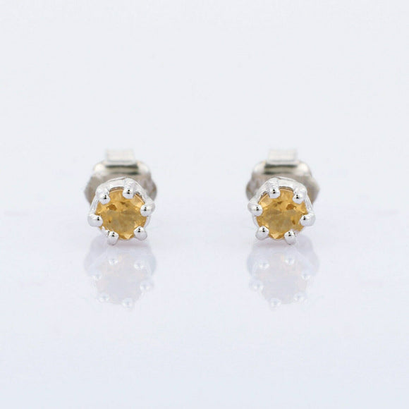 0.5ct Stud Earrings Round Cut Yellow Citrine Solitaire 14k White Gold Finish