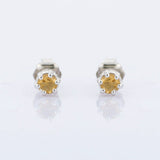 0.5ct Stud Earrings Round Cut Yellow Citrine Solitaire 14k White Gold Finish