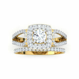 2.7ct Engagement Ring Round Cut Diamond Bridal Set Halo 14k Yellow Gold Finish