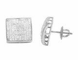 1.8ct Princess Cut Diamond Squarish Cluster Stud Earrings 14k White Gold Finish