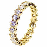 0.9ct Round Cut Diamond Wedding Ring Band Full Eternity 14k Yellow Gold Finish