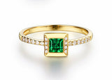 2Ct Princess Cut Emerald Diamond Accents Engagement Ring 14K Yellow Gold Finish