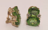 0.4ct Oval Green Peridot Dual Stone Stylish Drop Earrings 14k Yellow Gold Finish