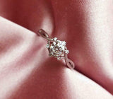 1.2ct Round Cut Diamond Split Shank Floral Solitaire Ring 14k White Gold Finish