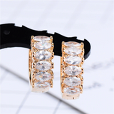 4Ct Marquise Cut Diamond Horizontal Drop Huggies Earrings 14K Rose Gold Finish