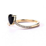 Curved Half Eternity Wedding Band 1.3ct Pear Cut Black Diamond 14k RoseGold Over