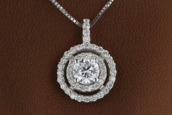 2ct Round Cut Diamond Double Halo Stylish Pendant 14k White Gold Finish NO CHAIN