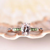 1ct Oval Cut Peach Morganite Fancy Design Engagement Ring 14k White Gold Finish