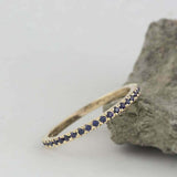 1.5ct Wedding Band Round Cut Blue Sapphire Full Eternity 14k Yellow Gold Finish