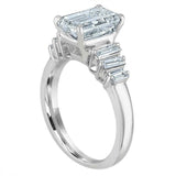 3ct Emerald Cut Diamond Engagement Ring Accents Solitaire 14k White Gold Finish