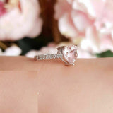 2.5ct Heart Cut Peach Morganite Engagement Ring 14k White Gold Over Heart Shaped