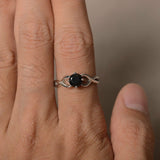 1.5ct Round Cut Black Diamond Engagement Ring 14k White Gold Finish Infinity