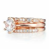 4Ct Round Cut VVS1/D Diamond Trio Bridal Set Solitaire Ring 14K Rose Gold Finish