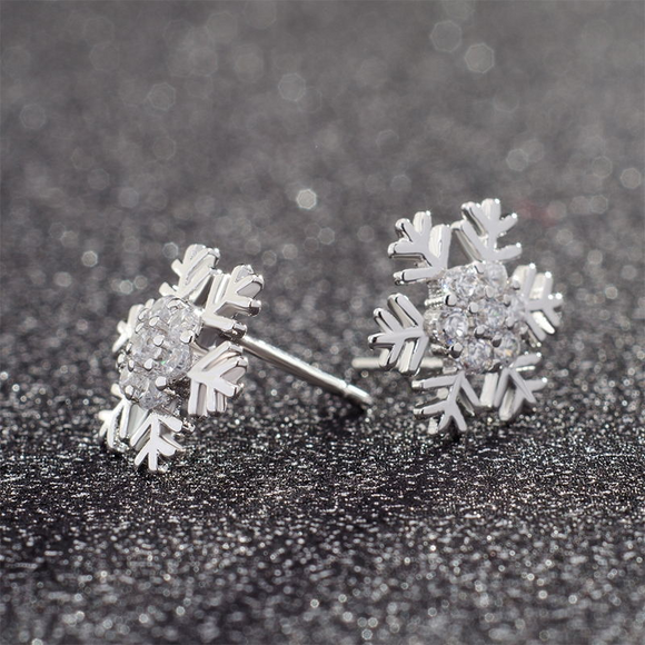 2ct Round Cut VVS1D Diamond Snowflake Women Stud Earrings 14k White Gold Finish