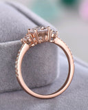 3Ct Oval Cut Peach Morganite Diamond Accent Engagement Ring 14K Rose Gold Finish