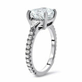 2Ct Asscher Cut Diamond Solitaire Ring 14K White Gold Over Trillion Round Accent