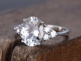 2ct Oval Diamond Antique Solitaire Engagement Ring Women 14k White Gold Finish