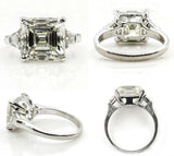 4Ct Asscher Cut Diamond Trilogy Solitaire Engagement Ring 14K White Gold Finish