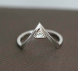 0.5ct Trillion Cut Diamond Engagement Ring 14k WhiteGold Over V shaped Solitaire