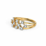 0.7ct Wedding Band Round Cut Diamond Cocktail Cluster Star 14k YellowGold Finish