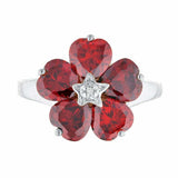 5ct Engagement Ring Heart Cut Red Garnet Floral Women 14k White Gold Finish