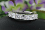 Eternity Wedding Ring Band 2ct Round & Baguette Cut Diamond 14k WhiteGold Finish