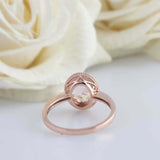 2ct Oval Cut Morganite Engagement Ring Diamond Halo Twist Rope 14k RoseGold Over